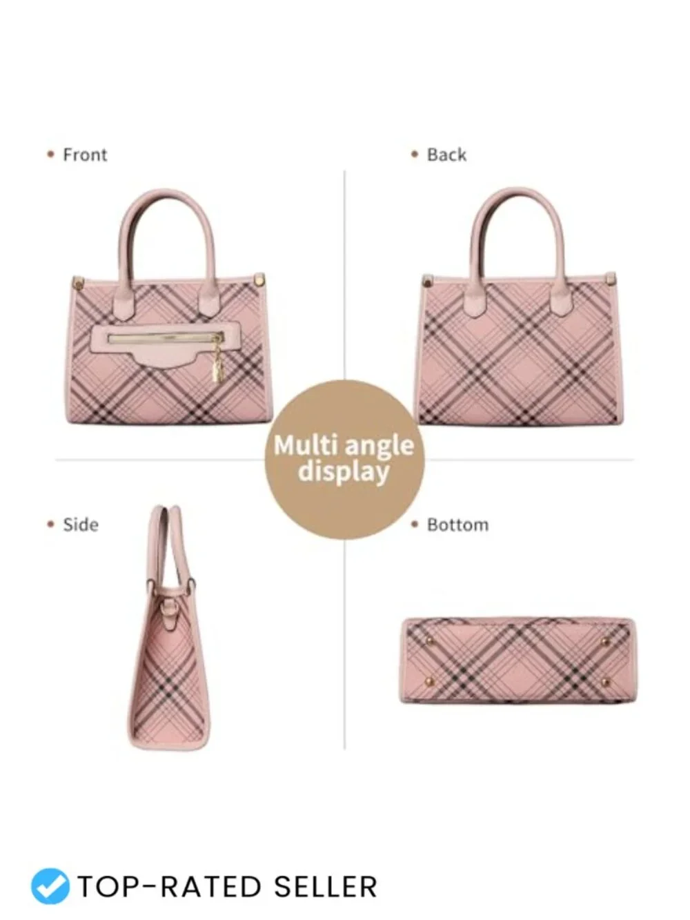 Women's PU Leather Satchel Handbag Set with Wallet & Cardholder, Adjustable